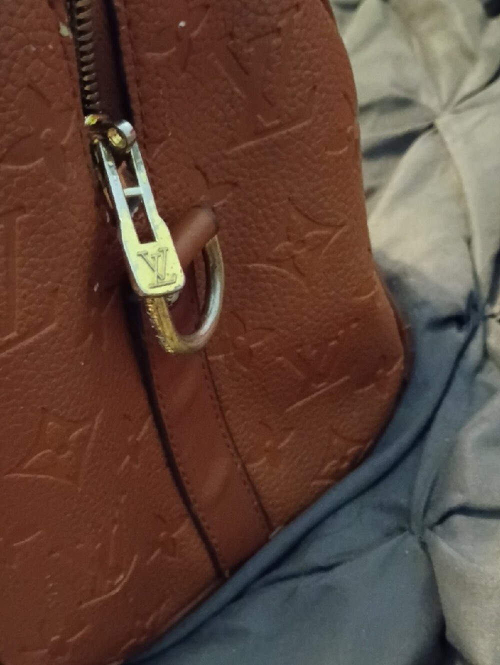 Louis Vuitton Tan Monogram Embossed Leather Satchel with Gold Hardware - Picture 4 of 7